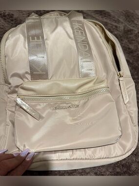 Kendall & Kylie Cream Mini Nylon Backpack with Logo Webbing